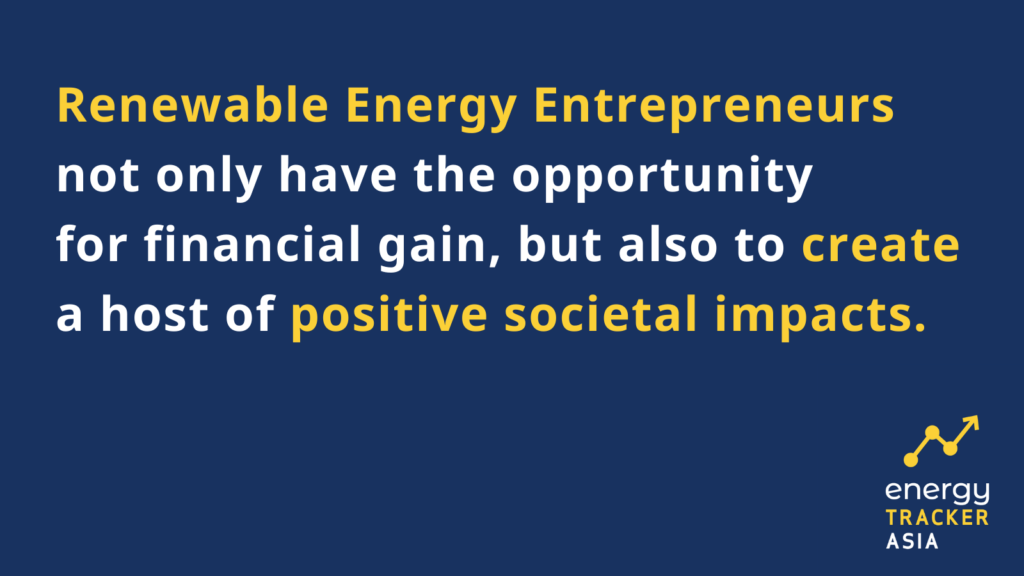 Renewable energy entrepreneurs opportunity for positive societal impacts