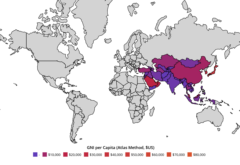 GNI per Capita Across Asia, Source: World Population Review