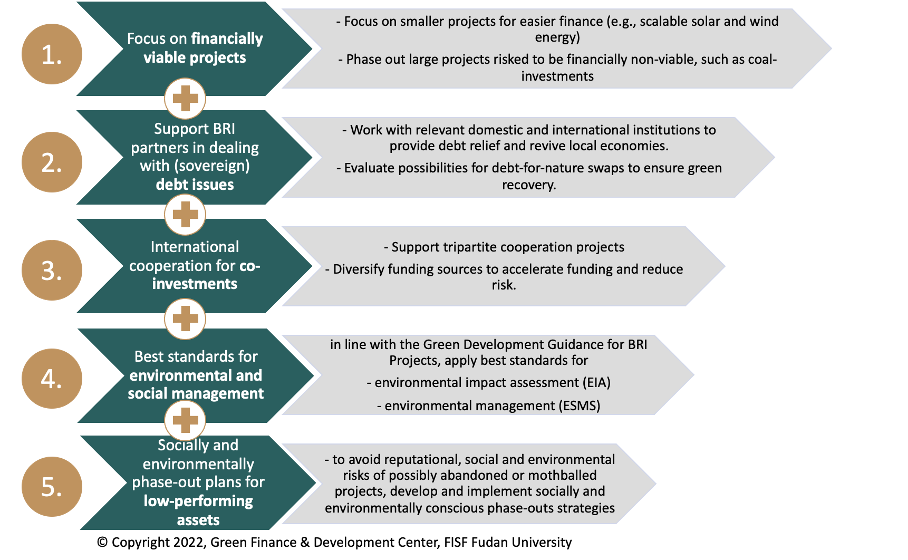 5-Step Framework for Accelerating Green BRI Investments After COVID19, Source: China Belt and Road Initiative (BRI) Investment Report 2021