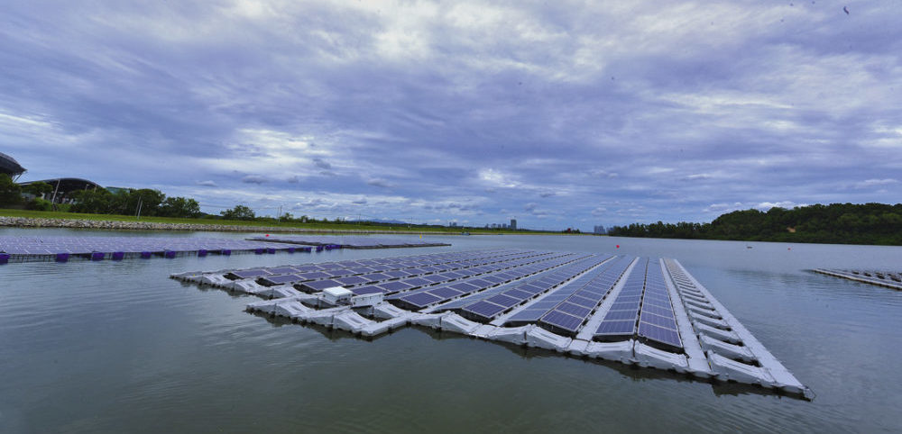 Floating solar panels in Singapore.
