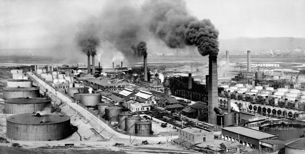 The industrial revolution relied on fossil fuels, which led climate change.