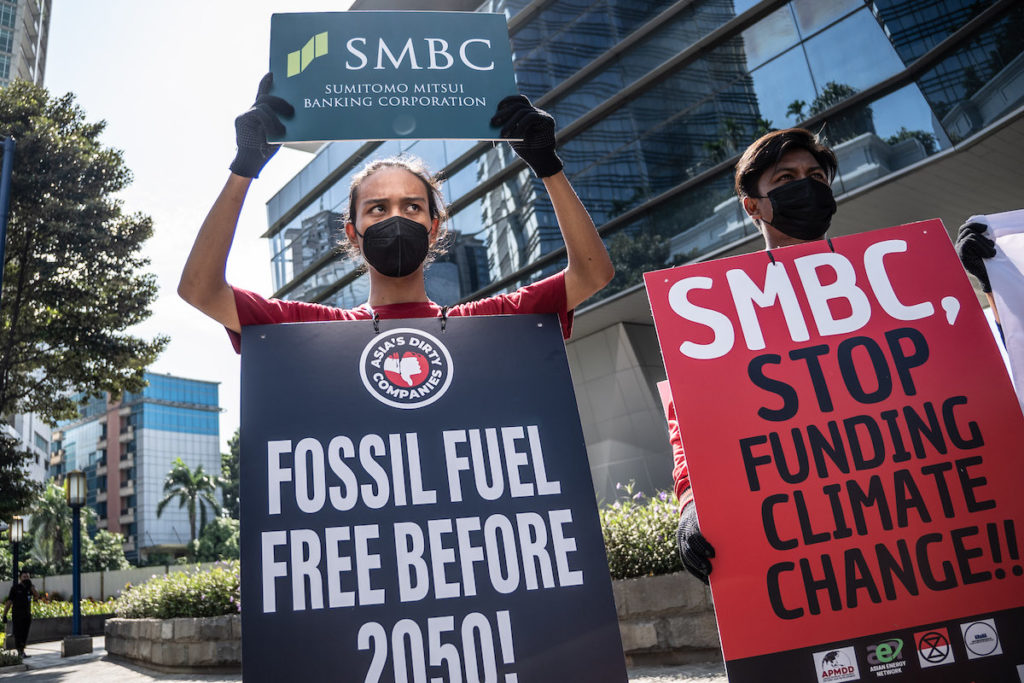 Activists Hold a Protest in Front of the SMBC Group Office Against Fossil Fuel Financing in Jakarta, Source: Fossil Free Japan