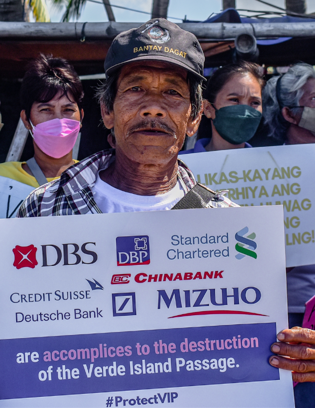 A Protester Against the Projects in Verde Island Passage, Source - CEED