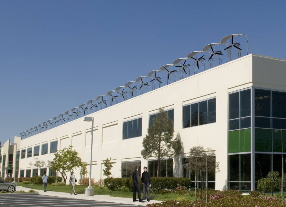 Wind turbines on buildings, which will be implemented in Singapore.