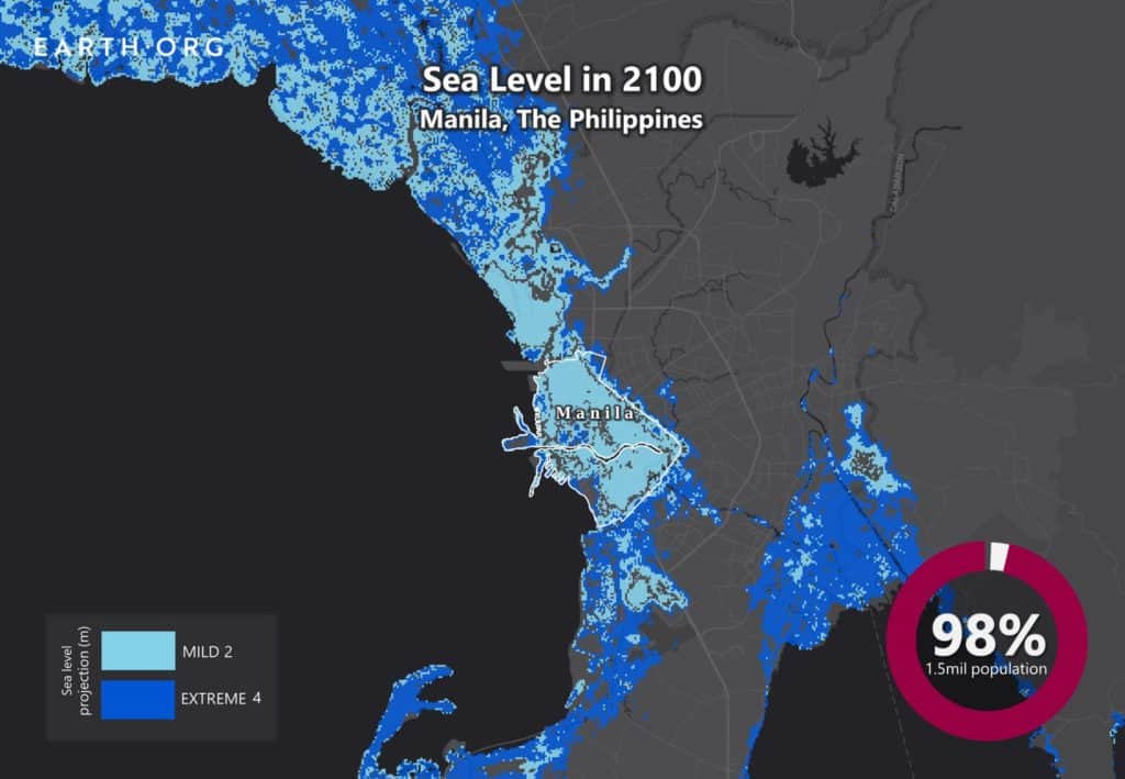 Projected sea level rise in Manila.