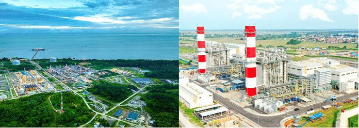 Image showing Tangguh LNG Project (left) and the Jawa-1 LNG power plant (right)