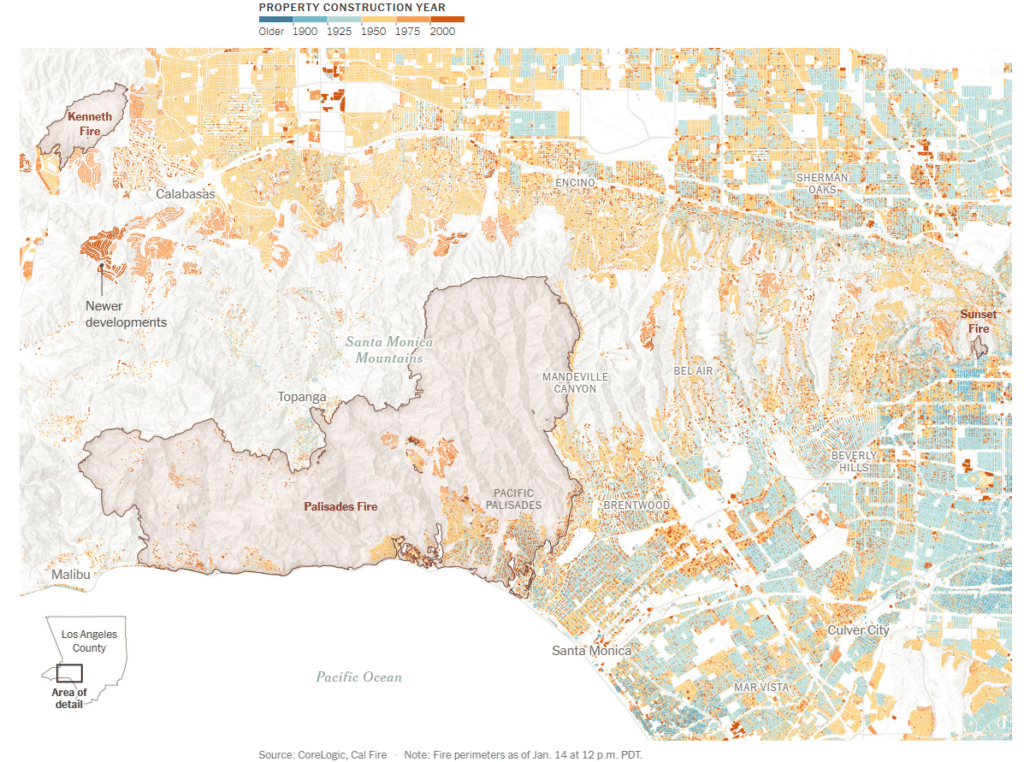 California fires' wildland-urban interface in the Palisades