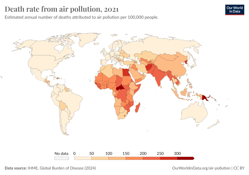 Death rate from air pollution, 2021