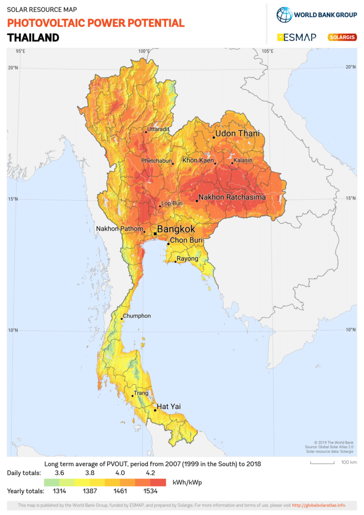 Thailand PV potential map