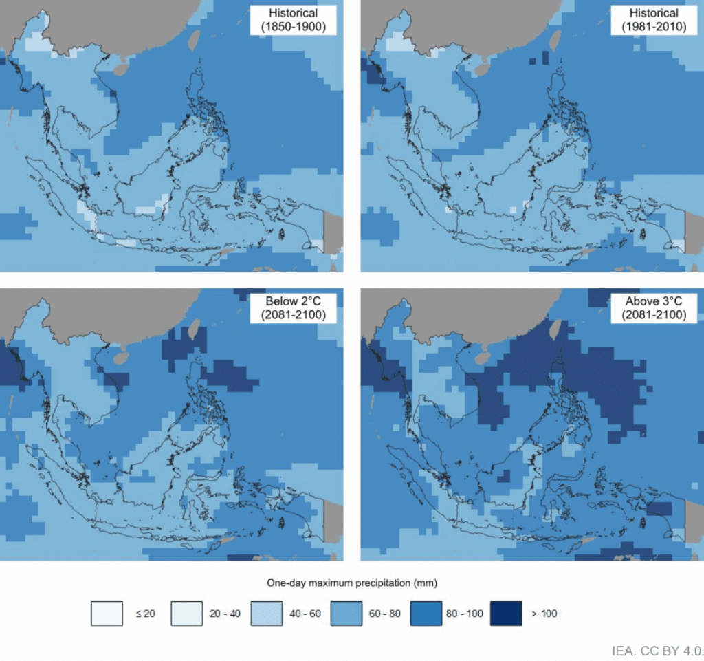 Change in Maximum One-Day Precipitation, 1850-1900, 1981-2010 and 2081-2100